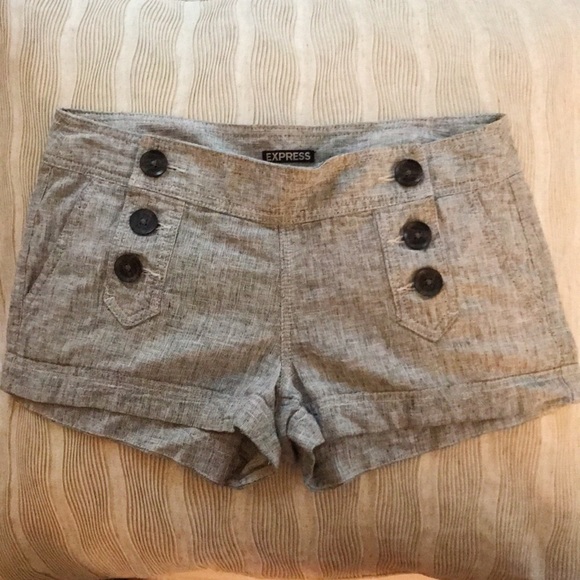 Express Pants - Grey Textured Button Shorts from Express Express Pants - Grey Textured Button Shorts from Express